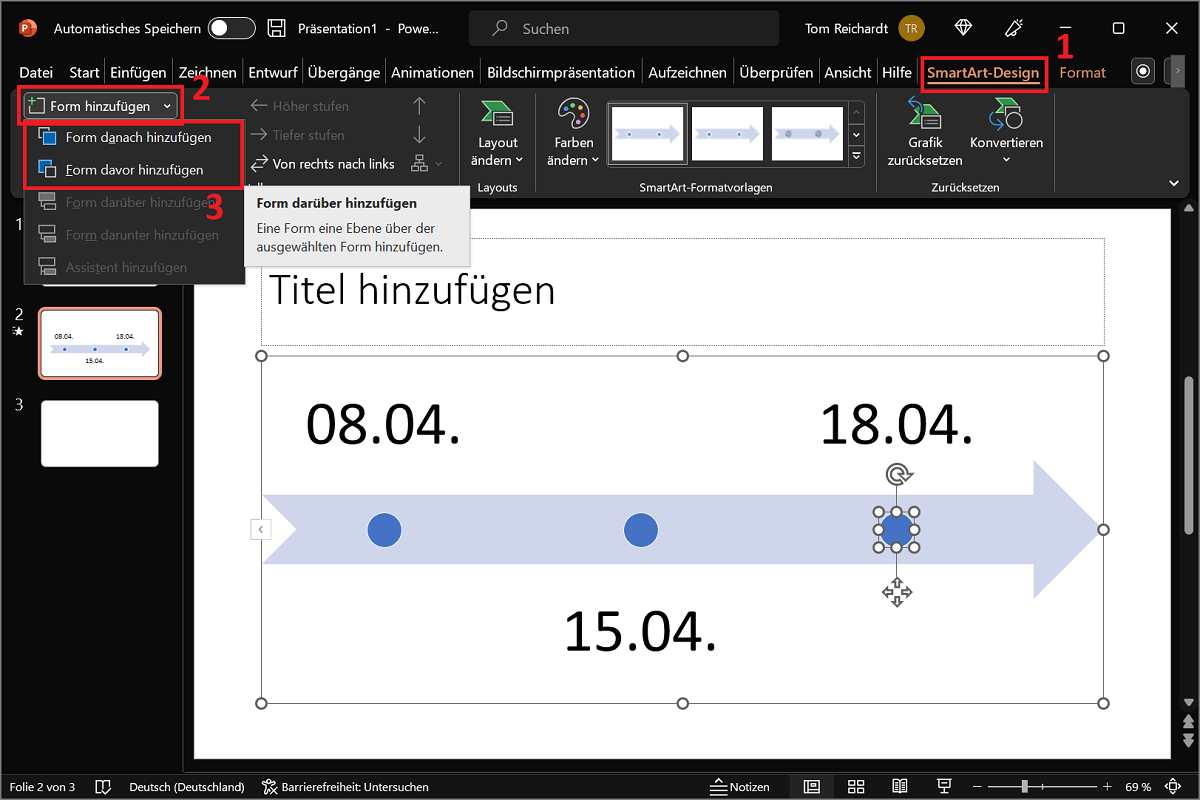 Voeg meer punten en datums toe aan een tijdlijn