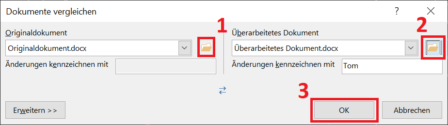 Vergelijk twee Word-documenten