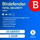 Bitdefender Total Security Family | 25 apparaten | 1 jaar