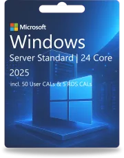 Windows Server 2025 Standaard | 24 Core + 50 gebruikers-CAL's + 5 RDS CAL's