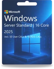 Windows Server 2025 Standaard | 16 Core + 50 gebruikers-CAL's + 10 RDS CAL's