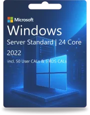 Windows Server 2022 Standaard | 24 Core + 50 gebruikers-CAL's + 5 RDS CAL's