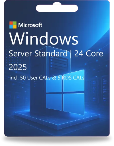 Windows Server 2025 Standard | 24 Core + 50 gebruikers-CAL's + 5 RDS CAL's