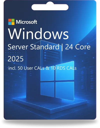Windows Server 2025 Standard | 24 Core + 50 gebruikers-CAL's + 10 RDS CAL's