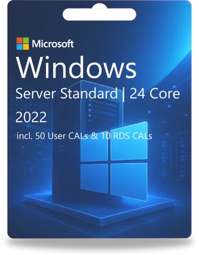 Windows Server 2022 Standaard | 24 Core + 50 gebruikers-CAL's + 10 RDS CAL's