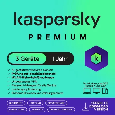 Kaspersky Premium | 3 apparaten | 1 jaar