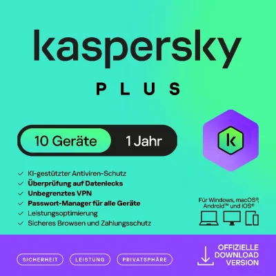 Kaspersky Plus | 10 apparaten | 1 jaar