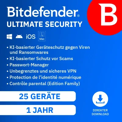 Bitdefender Ultimate Security Family | 25 apparaten | 1 jaar