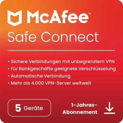 McAfee Safe Connect VPN | 5 apparaten | 1 jaar